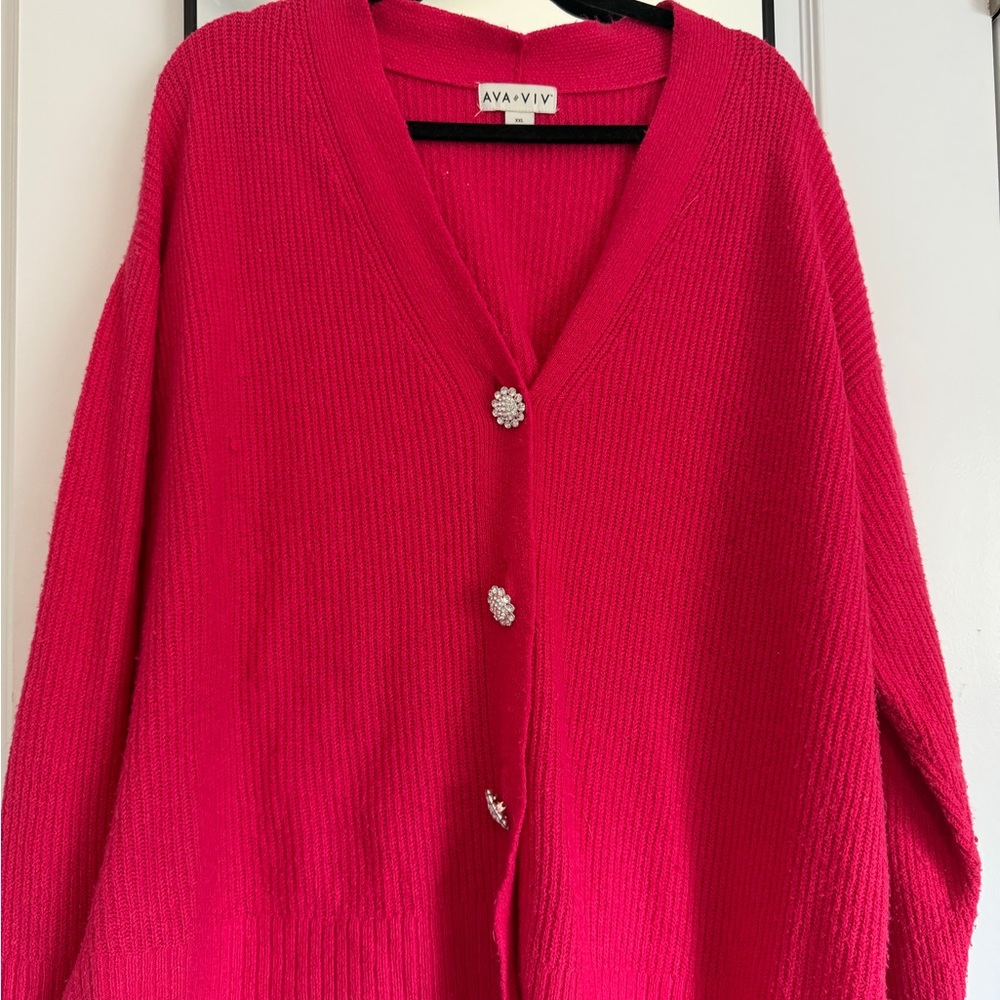 Ava & Viv Women's Vibrant Pink Cardigan